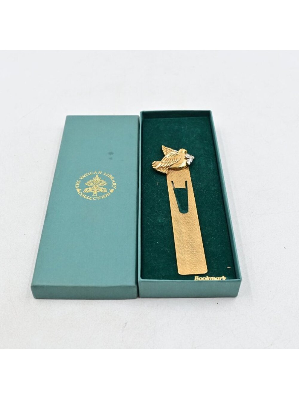 The Vatican Library Collection Bookmark Dove of Peace Brass Vintage 1970s W/ Box